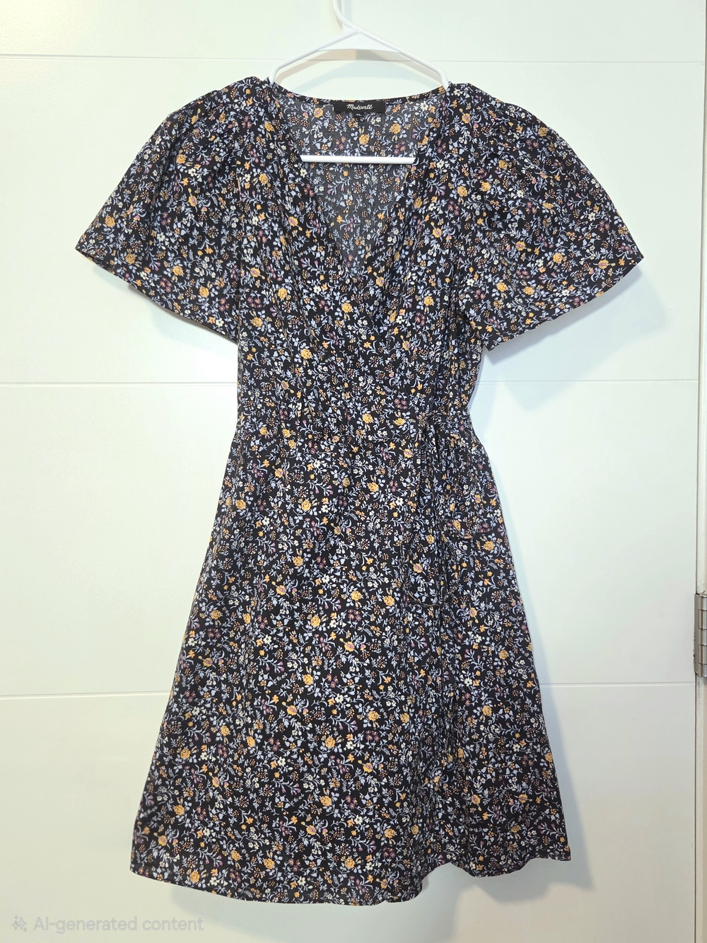 Madewell Floral Wrap Dress with Puff Sleeves XS